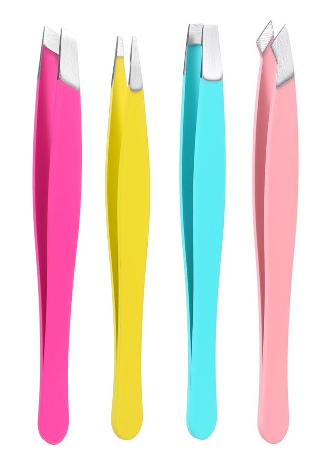 Nogeqi 4Pcs Mini Tweezers for Women Facial Hair Eyebrows, Small Precision Tweezers Hair Eyebrow Tweezer for Women Men Facial Hairs Plucking Removal - Image 1
